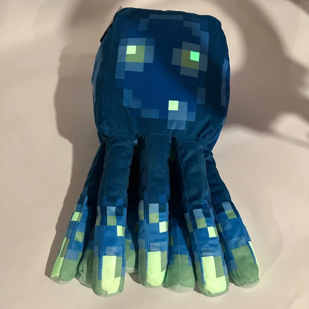 Minecraft Glow Squid Plush Pillow Blue Glow in‎ the Dark Mojang 2023 19 Inch
